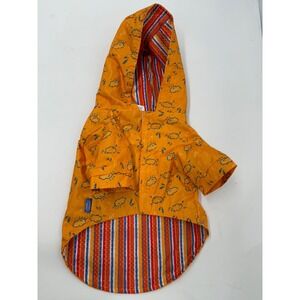 Fetch4Pets Orange Dog Raincoat w Clouds and‎ Lightning Print Hooded Pet Apparel